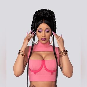 Reebok X Cardi B Ribbed Pink Crop Top